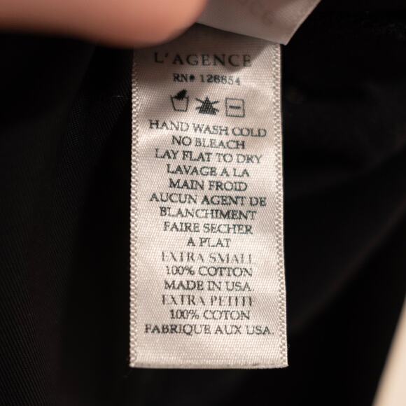 L'Agence Claire Bodysuit Black Basic Minimalist Brief Snap Button 100% Cotton XS - Picture 6 of 7